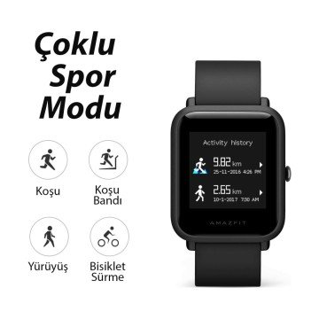 Amazfit Bip Lite Bluetooth Nabız Akıllı Saat - Global Versiyon - Siyah - Distribütör Garantili