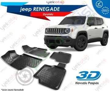 Jeep Renegade Uyumlu Araca Özel 3D Havuzlu Paspas Siyah