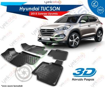 Hyundai Tucson 2015 Sonrası Uyumlu Araca Özel 3D Havuzlu Paspas Siyah