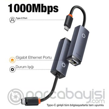 Baseus Lite Series 1000Mbps Type-C to RJ45 Ethernet LAN Port Adaptör