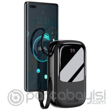 Baseus Qpow Pro Dijital Göstergeli 10000mAh 22.5W Hızlı Şarj Powerbank Type-C Kablolu