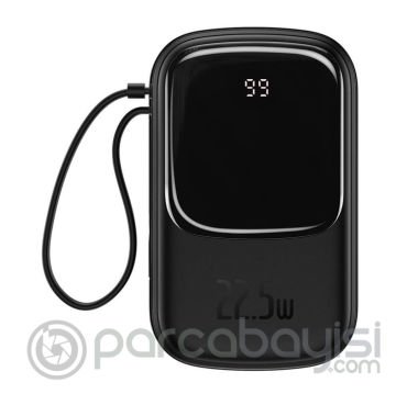 Baseus Qpow Pro Dijital Göstergeli 10000mAh 22.5W Hızlı Şarj Powerbank Type-C Kablolu