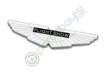 Flight Show 3D Metal Sticker Metal Amblem Beyaz Renk