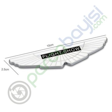 Flight Show 3D Metal Sticker Metal Amblem Beyaz Renk