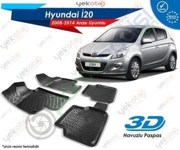 Hyundai İ20 2008-2014 Arası Uyumlu Araca Özel 3D Havuzlu Paspas Siyah