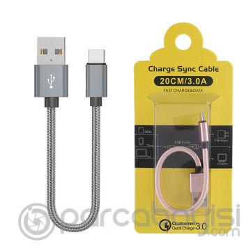 Ally Usb-Type C Android 3.0a Hızlı Şarj Halat Usb Kablo 20cm