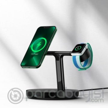 Baseus Swan 3in1 Hızlı Şarj Magsafe Uyumlu Wireless Kablosuz Şarj İstasyonu