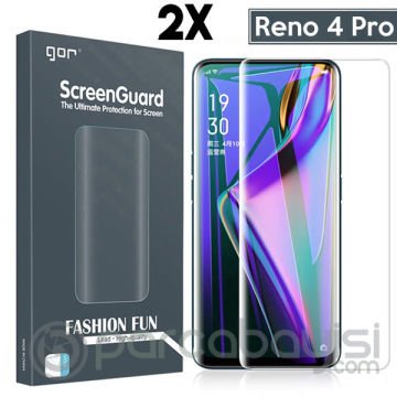 GOR Oppo Reno 4 Pro 3D Kavisli Full Ekran Koruyucu 2 Adet Set