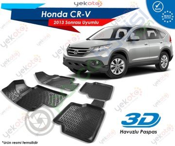 Honda Cr-V 2013 Sonrası Uyumlu Araca Özel 3D Havuzlu Paspas Siyah