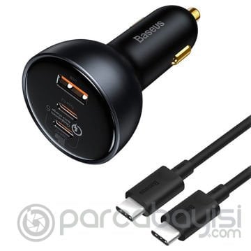 Baseus Qualcomm 5.0 Mega Hızlı Şarj 160W Type-C +USB Multi Port Araç Çakmaklık Şarj Aleti