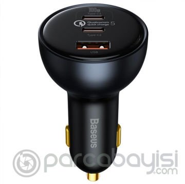 Baseus Qualcomm 5.0 Mega Hızlı Şarj 160W Type-C +USB Multi Port Araç Çakmaklık Şarj Aleti