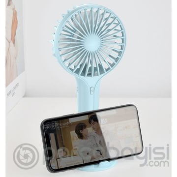 ALLY 2in1 Mini Ergonomik Taşınabilir Şarjlı 3 Kademeli El Fanı Vantilatör Telefon Standlı