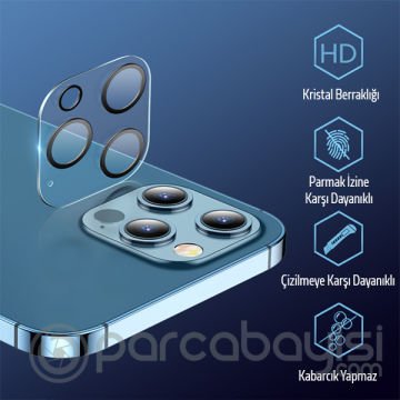 ALLY İPhone 12 Pro Max 3D Full Tempered Glass Cam Kamera Koruyucu