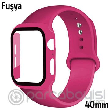 ALLY Apple Watch 4-5-6 40mm Silikon Kordon Kayış ve Ekran Koruyucu Kılıf
