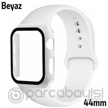 ALLY Apple Watch 4-5-6 44mm Silikon Kordon Kayış ve Ekran Koruyucu Kılıf
