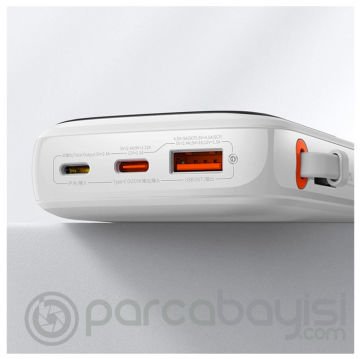 Baseus Qpow Pro Dijital Göstergeli 10000mAh 20W Hızlı Şarj Powerbank iPhone Lightning Kablolu