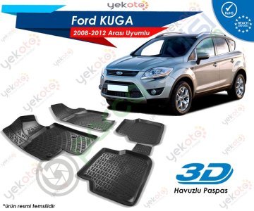 Ford Kuga 2008-2012 Arası Uyumlu Araca Özel 3D Havuzlu Paspas Siyah