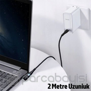Baseus Zinc Manyetik Type-C to DC Square Portu Lenovo Laptop Şarj Kablosu 100W 2m