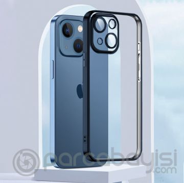 ALLY Fashion Series iPhone 13 6.1inç Kılıf Renkli Kenar Lazer Çerçeveli Silikon Kılıf