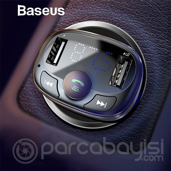 Baseus CCTM S-09A Bluetooth Aktarım Mp3 Araç Kiti Dual Usb Araç Şarjı