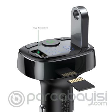 Baseus CCTM S-09A Bluetooth Aktarım Mp3 Araç Kiti Dual Usb Araç Şarjı