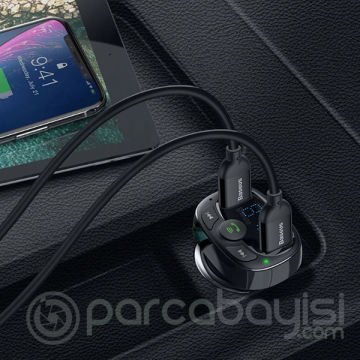Baseus CCTM S-09A Bluetooth Aktarım Mp3 Araç Kiti Dual Usb Araç Şarjı