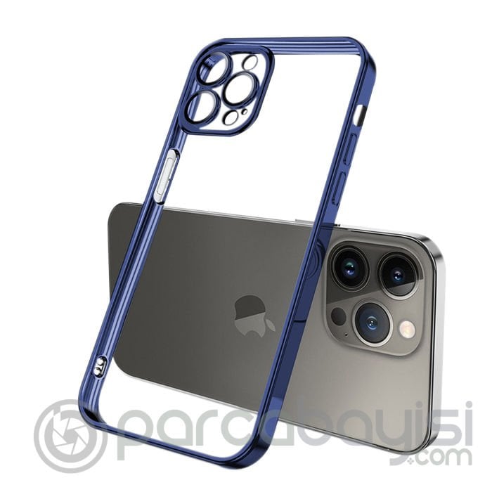 ALLY Fashion Series iPhone 13 Pro 6.1inç Kılıf Renkli Kenar Lazer Çerçeveli Silikon Kılıf