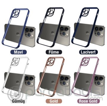 ALLY Fashion Series iPhone 13 Pro 6.1inç Kılıf Renkli Kenar Lazer Çerçeveli Silikon Kılıf
