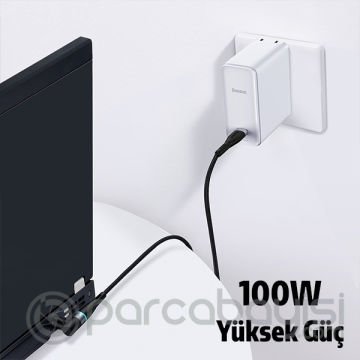 Baseus Zinc Manyetik Type-C to DC Round (7,9x5,5mm) Lenovo Laptop Şarj Kablosu 100W 2m