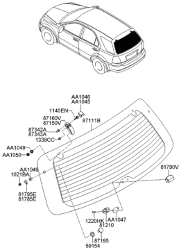 Kia Sorento Bagaj Sağ Cam Menteşesi Orjinal | 871603E000