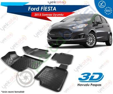 Ford Fiesta 2013 Sonrası Uyumlu Araca Özel 3D Havuzlu Paspas Siyah