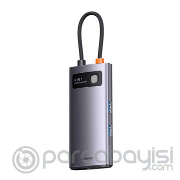 Baseus Metal Gleam 4in1 Multifonksiyonel Type-C HUB Adaptör Dock Station