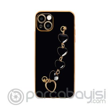 Ally iPhone 13 Mini 5.4inç Kılıf Kalp Bileklik Tutuculu Lüx Silikon Askılı Kılıf