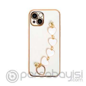 Ally iPhone 13 Mini 5.4inç Kılıf Kalp Bileklik Tutuculu Lüx Silikon Askılı Kılıf