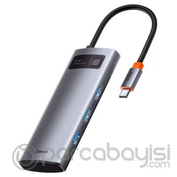 Baseus Metal Gleam 5in1 Multifonksiyonel Type-C HUB Adaptör Dock Station