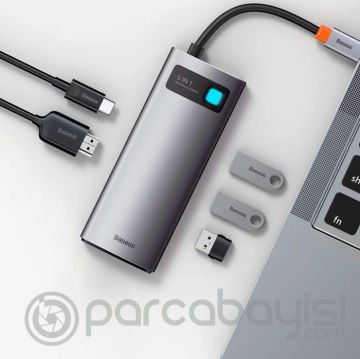 Baseus Metal Gleam 5in1 Multifonksiyonel Type-C HUB Adaptör Dock Station