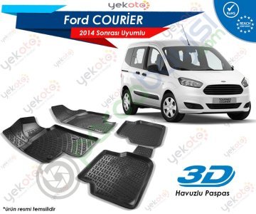 Ford Courier 2014 Sonrası Uyumlu Araca Özel 3D Havuzlu Paspas Siyah