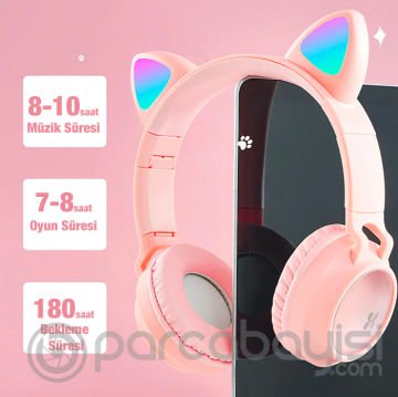 Xmowi C1 Led Işıklı Kedi Kulak Kablosuz Kulaküstü Bluetooth Kulaklık