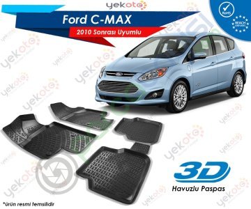 Ford C-Max 2010 Sonrası Uyumlu Araca Özel 3D Havuzlu Paspas Siyah