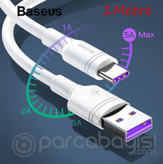 Baseus Double-Ring Huawei Quick Charge Uyumlu Kablo USB For Type-C 5A 1M