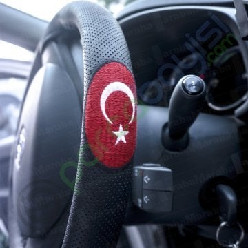 Emniyet Yastığı Ve Direksiyon Kılıfı Dikişli Türk Bayraklı