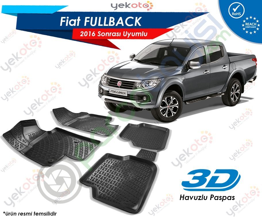 Fiat Fullback 2016 Sonrası Uyumlu Araca Özel 3D Havuzlu Paspas Siyah