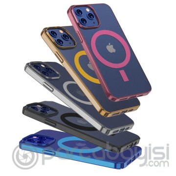 Ally iPhone 12 Pro Max 6.7inç Magsafe Uyumlu Renkli Kenar Silikon Kılıf