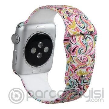 Ally Apple Watch İçin 42mm  Yüksek- Kalite Desenli Silikon Kordon
