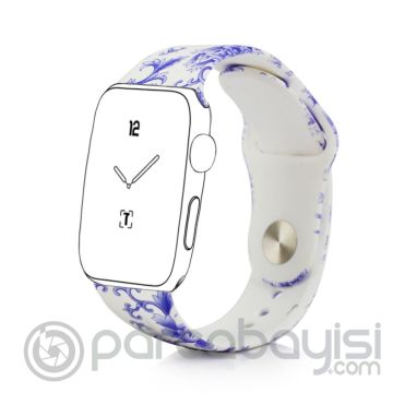 Ally Apple Watch İçin 42mm  Yüksek- Kalite Desenli Silikon Kordon