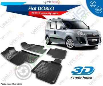 Fiat Doblo 2015 Sonrası Uyumlu Araca Özel 3D Havuzlu Paspas Siyah