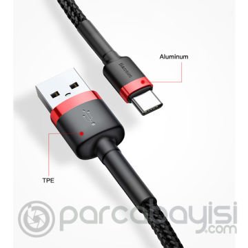 Baseus Cafule Usb Type C 1 Metre 3.0A Hızlı Şarj Halat Usb Kablo