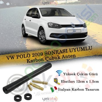 Vw Polo 2009 Sonrası Uyumlu Karbon Fiber Oto Radio Anteni Çubuk Anten