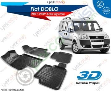 Fiat Doblo 2001-2009 Arası Uyumlu Araca Özel 3D Havuzlu Paspas Siyah