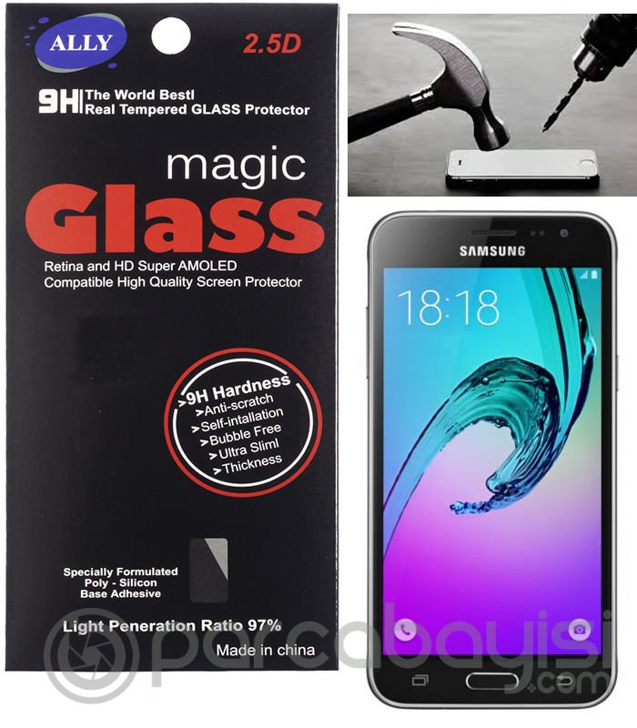Ally Samsung Galaxy J3 J320 2016 İçin Tempered Kırılmaz Cam Ekran Koruyucu